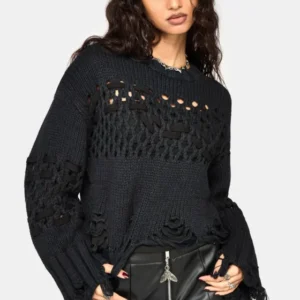 Noel Open Weave Cropped Strick Pullover