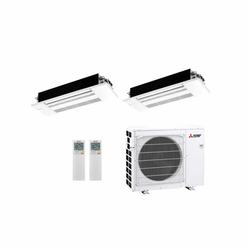 Mitsubishi Electric - MLZ‑KP Multisplit Klimaanlage 2 × Deckenkassette 1‑Wege + Außeneinheit – 2 Innengeräte