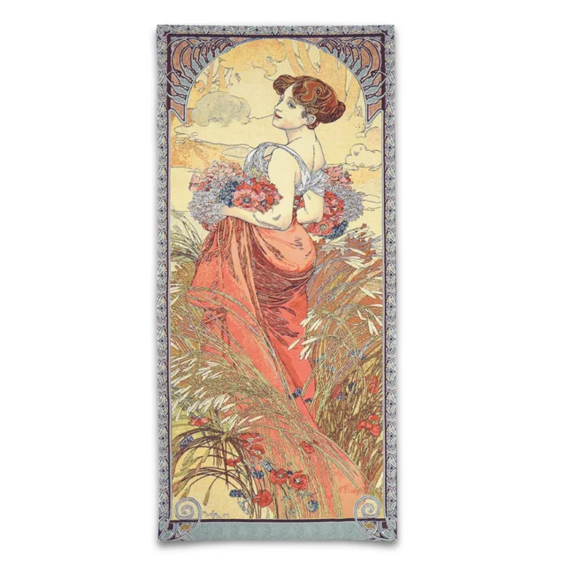 Belgian Tapestrie Wandbehang 155 x 70 cm Mucha Der Sommer Gobelin Wandbehang