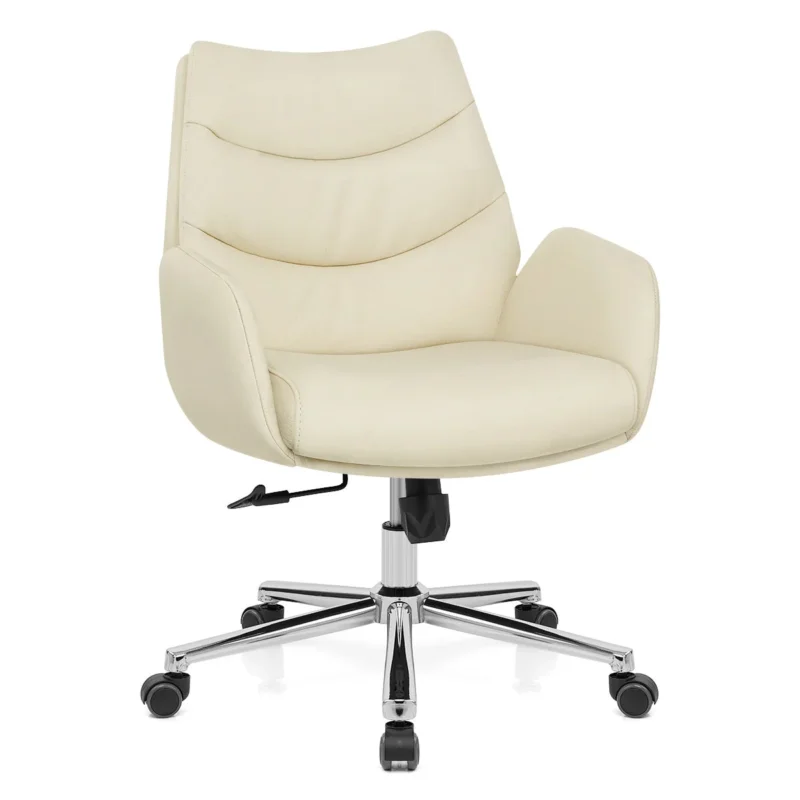 Öko-Leder Bürostuhl Chrom - Seville Beige
