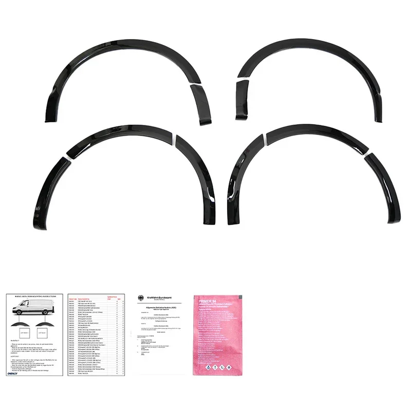 OneWay, Radlaufleisten, Glänzend Schwarz, Passend für Volkswagen Transporter T5-T5.1 2003-2015, 10-teiliges Set