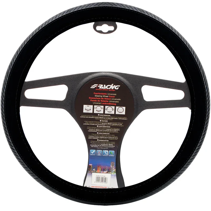 Simoni Racing, Lenkradhülle, Schwarz Velours/Carbon-Look, 37-39cm
