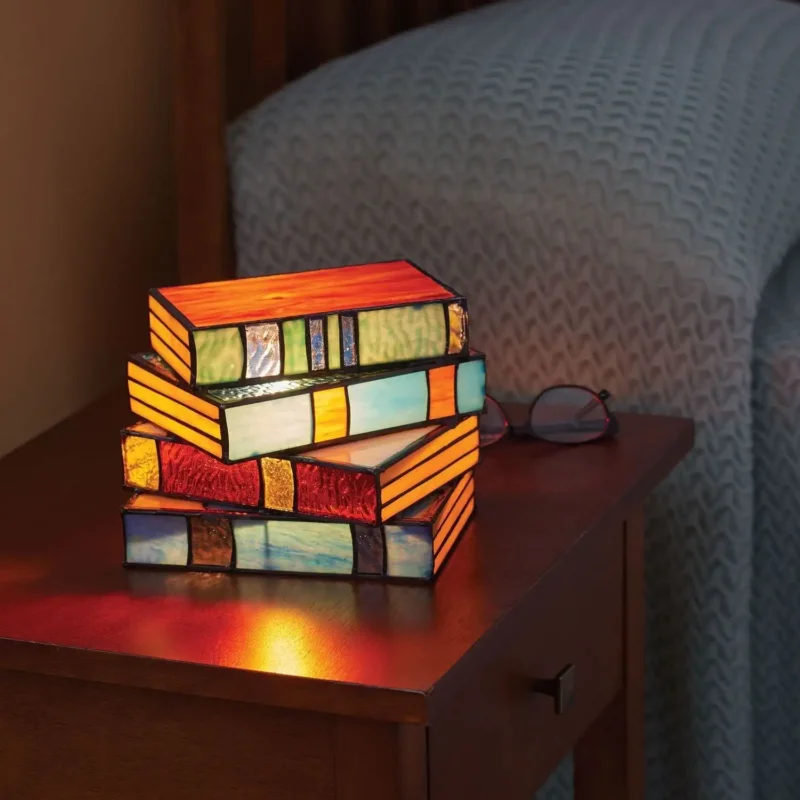 Farbige Glas Buchlampe - Stilvolle Leselampe für Bücher, Tischlampe | Brehn