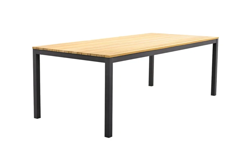 Zeo Living Gartentisch Monaco 220 x 100 Teak/Edelstahl pulverbeschichtet