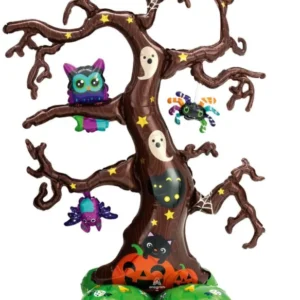 Ballon aluminium géant Airloonz arbre d'Halloween pour fête marron autoportant avec motifs