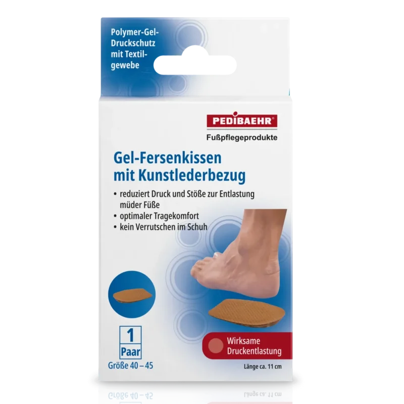 PEDIBAEHR Gel-Fersenkissen mit Kunstlederbezug , 1 Paar, Größe 40-45 Verpackung