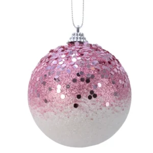 Boule à sequins pour sapin dégradé de rose