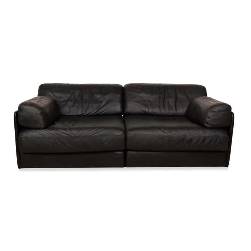 de Sede DS-76 Leder Zweisitzer Schwarz Sofa Couch manuelle Funktion