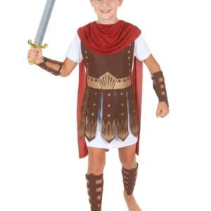 Déguisement centurion romain pour garçon marron et rouge avec épée