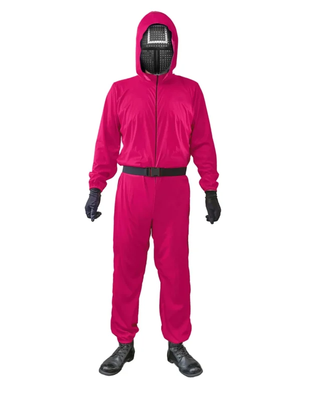 Gefährliches Wächterkostüm-Set Quadrat 5-teilig Serien-Verkleidung pinkfarben-schwarz