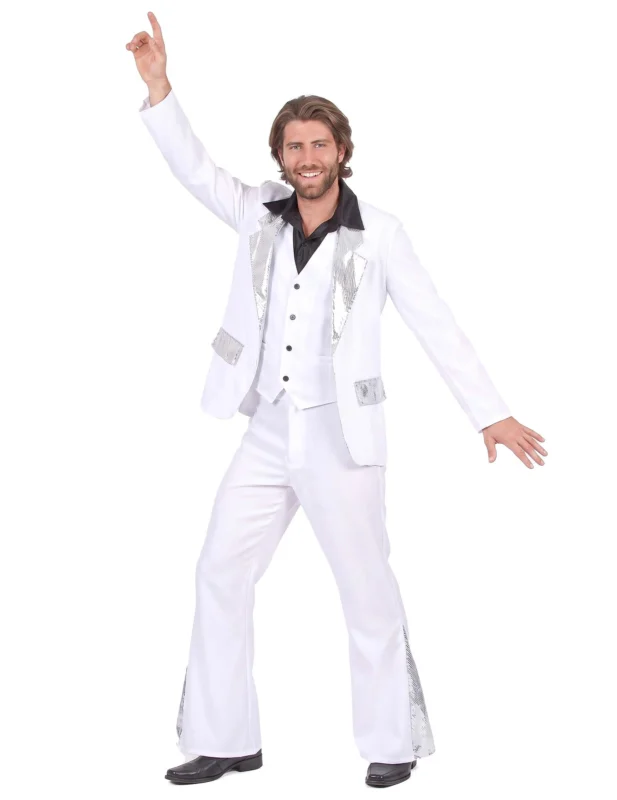 Weiß-silbernes Disco-Kostüm für Herren