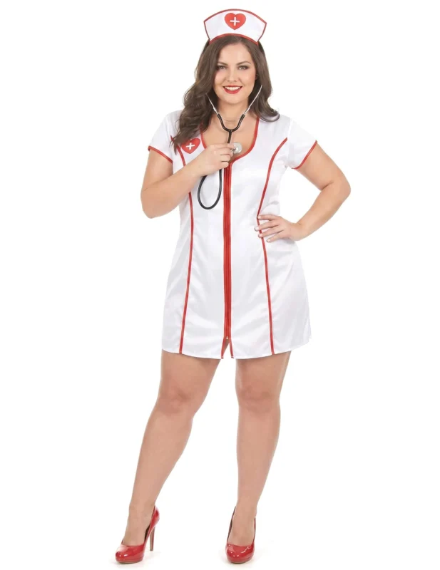 Sexy Krankenschwester Kostüm Plus Size Damen in Weiß