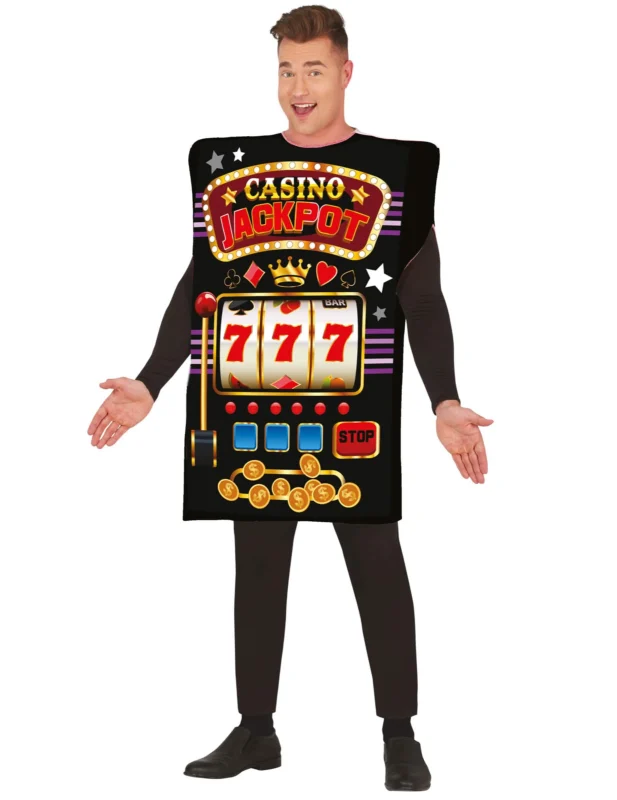Déguisement jackpot casino pour adulte noir avec machine à sous