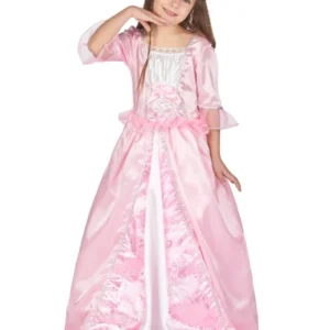 Déguisement de princesse avec une couronne à fleurs pour fille rose et blanc