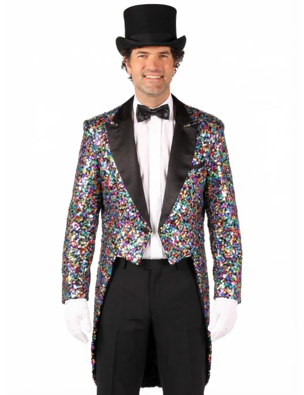 Bunte Pailletten-Karnevalsjacke für Herren – Bild 2