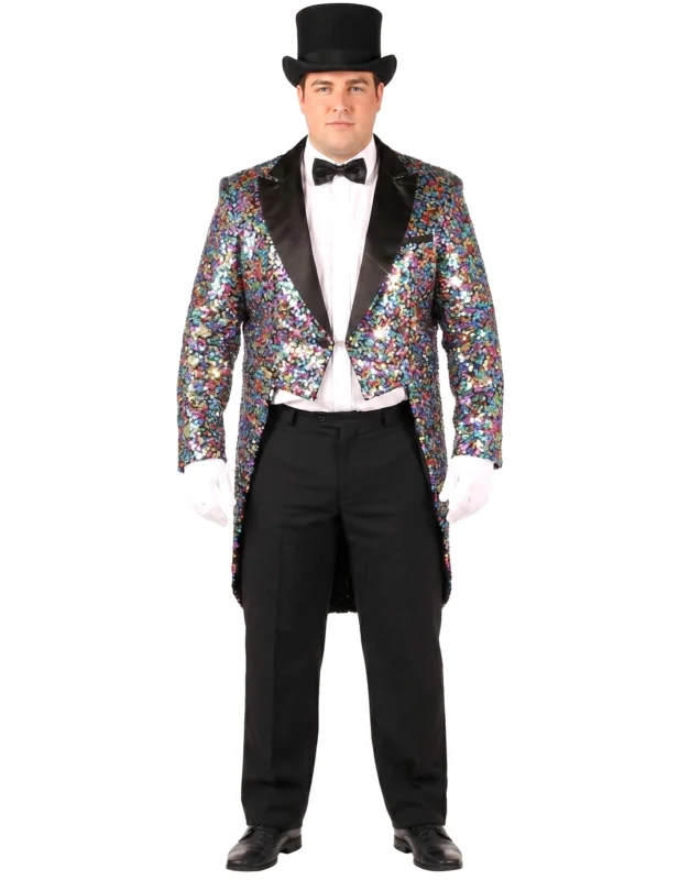 Bunte Pailletten-Karnevalsjacke für Herren – Bild 3