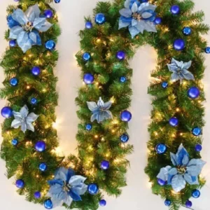 Brehn | Weihnachtsgirlande | Elegantes Rattanbanner mit LED-Beleuchtung