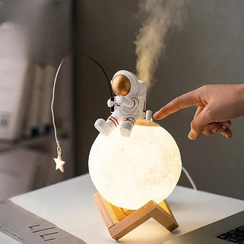 3D Astronaut Mond Lampe mit LED Nachtlicht, Dimmbare Touch-Steuerung und Dekoration für Kinderzimmer | Brehn
