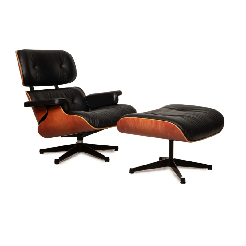 Vitra Eames Lounge Chair Leder Sessel Schwarz inkl. Ottoman
