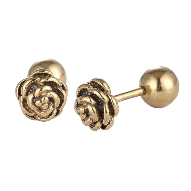 Fake Piercing Expander goldfarben RosenblÀtter Schaubverschluss Edelstahl - chic - net.de