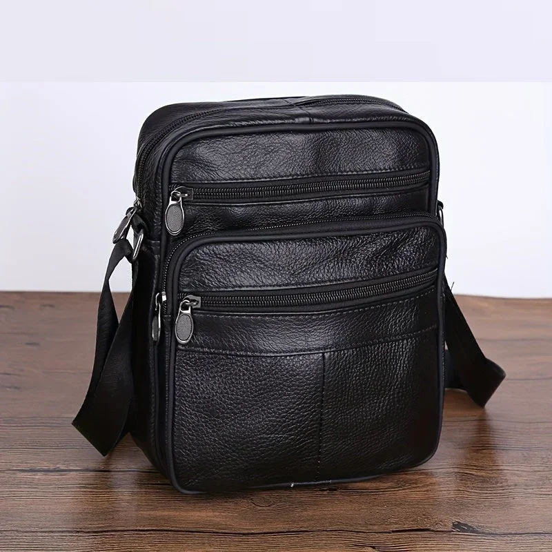 Leder Herren Schultertasche – Geräumige Rindsledertasche mit verstellbarem Schulterriemen | Brehn