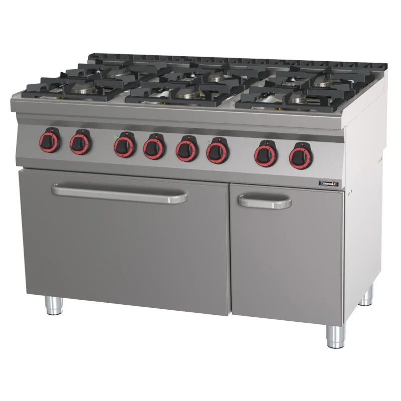 Casselin Gasherd mit 6 Kochstellen und statischem Elektrobackofen GN 2/1 HP 120 - Linie 7