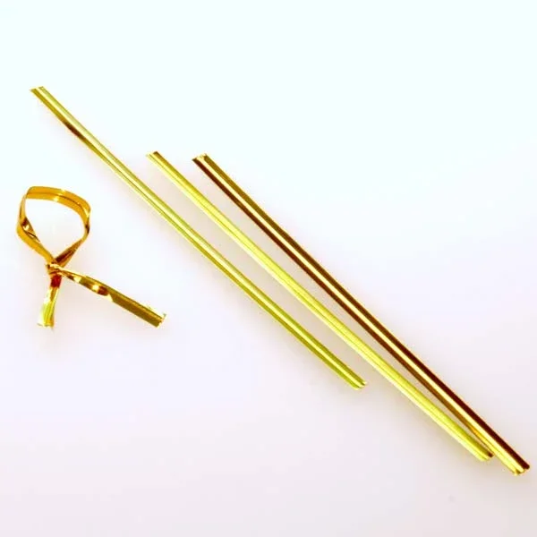 Tin Ties 15.2x0.4cm Gold Metallic Plastic (1.000 pieces)