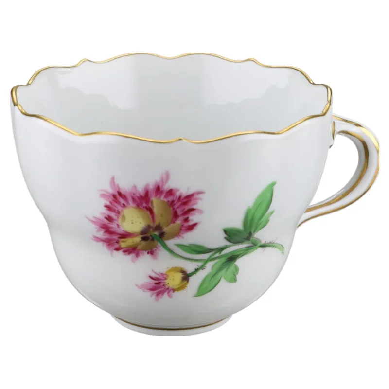 Kaffeetasse Blüte Rosa Gelb Typ IV Meissen Neuer Ausschnitt II.Wahl Bunte Blume