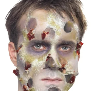 Kit maquillage zombie pour adulte avec effets de chair putréfiée et sang séché