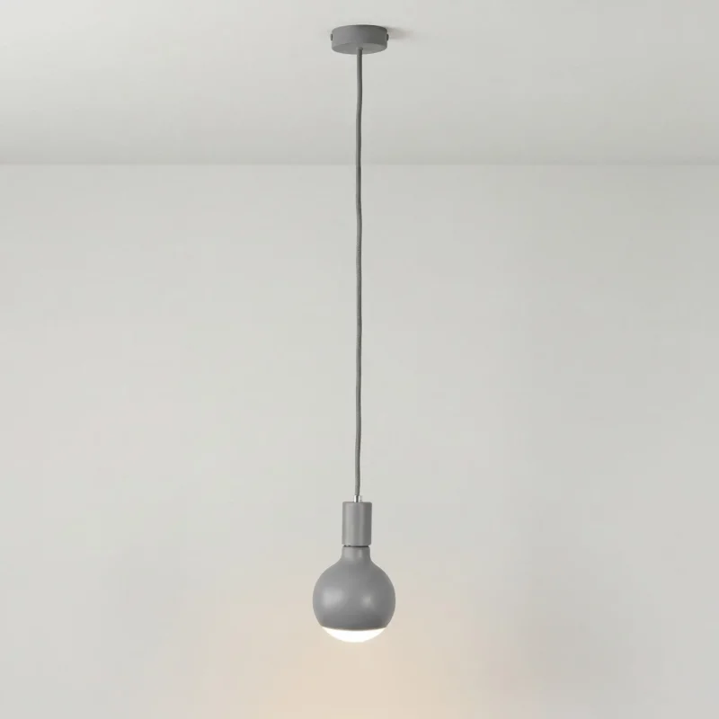 Lampada a sospensione Filotto Metallico con lampadina Lucia - Grigio