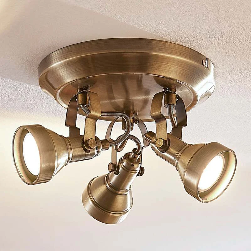 Lindby Deckenrondell Deckenstrahler GU10 altmessing Perseas dreiflammig Metall - 4251096502411