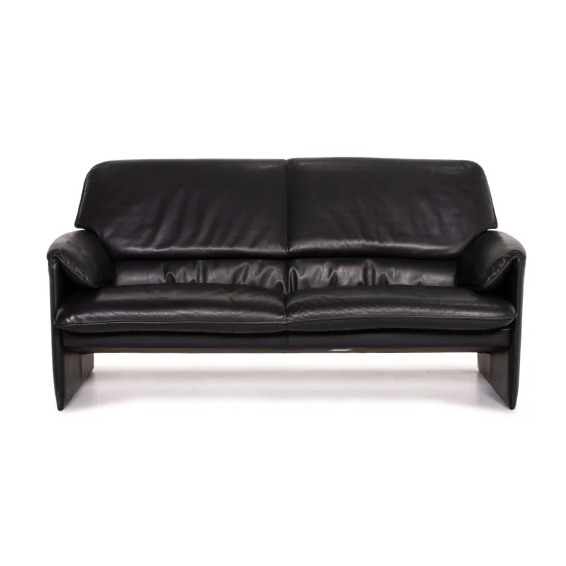 Leolux Bora Leder Sofa Schwarz Zweisitzer Couch #14830