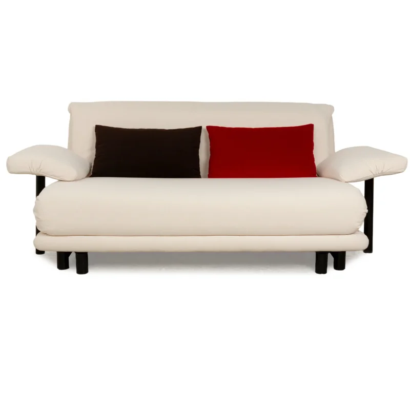 Ligne Roset Multy Dreisitzer Armlehnen Stoff Creme Weiß Schwarz Rot manuelle Schlaffunktion Schlafsofa Couch Neubezug