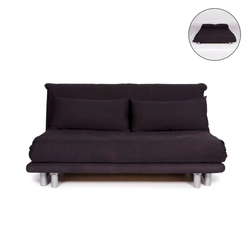 ligne roset Multy Stoff Schlafsofa Schwarz Sofa Dreisitzer Schlaffunktion Funktion Couch #11196