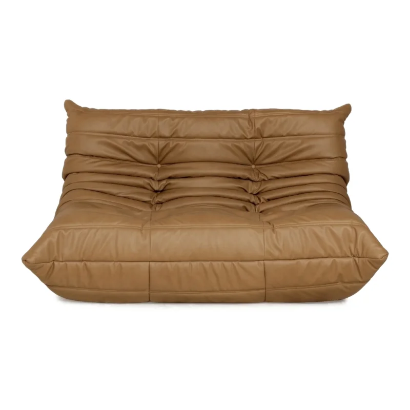 Ligne Roset Togo Zweisitzer Sofa Couch Veganes Leder Senfgelb Neubezug