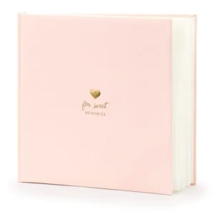 Livre d'or mariage romantique pour mariage rose poudré et or avec petit cœur doré