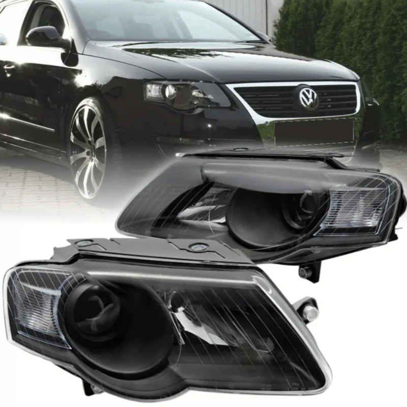 Schwarze Scheinwerfer für VW Passat B6 3C Limousine Variant 2005-2010, Set
