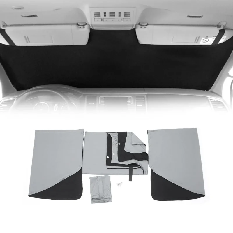 Frontscheibe Gardinen Maß Vorhänge für VW Caddy 2003-2015 Grau Schwarz 3tlg