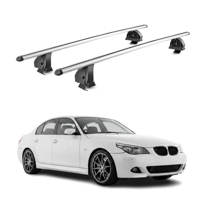 Alu Dachträger für Bmw 5er E60 2004-2010 TÜV T-Nut Abschließbar 2tlg Silber