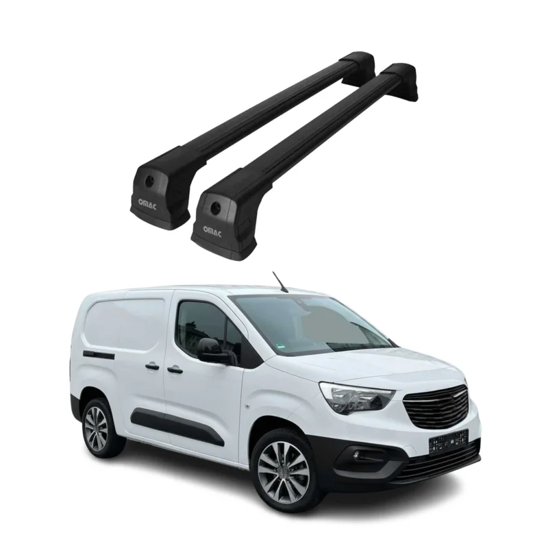 Dachträger Grundtäger für Opel Combo E 2019-2026 75kg Aluminium Schwarz 2 tlg