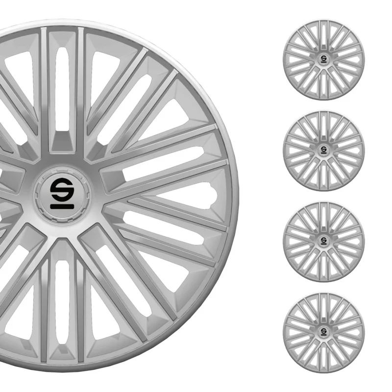 Radkappen Radzierblenden Sparco Bergamo 16" Zoll Auto Abdeckung Set Silber 4x