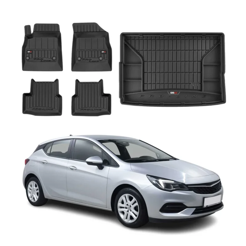OMAC Fußmatten & Kofferraumwanne Set für Opel Astra K 2015-2021 5tür Gummi
