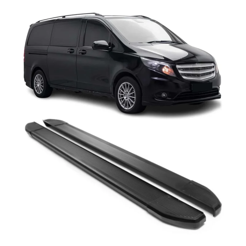 Alu Schweller Trittbretter für Mercedes Vito Klasse W447 2014-26 Kurzer Schwarz