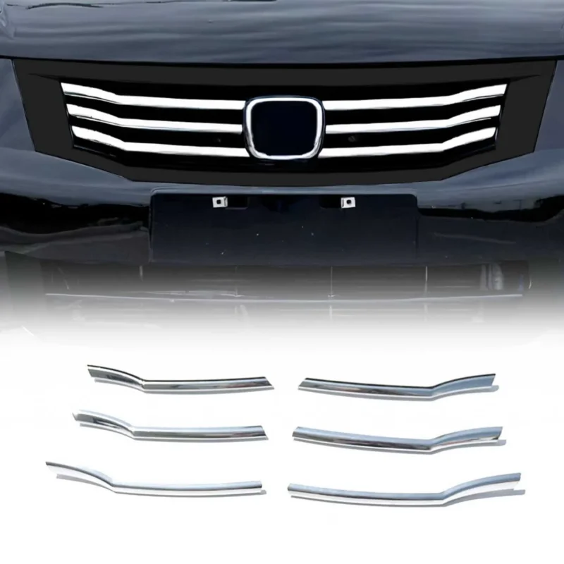 Kühlergrill Leisten Grillleisten für Honda Accord 2007-2012 Chrom ABS Silber 6x