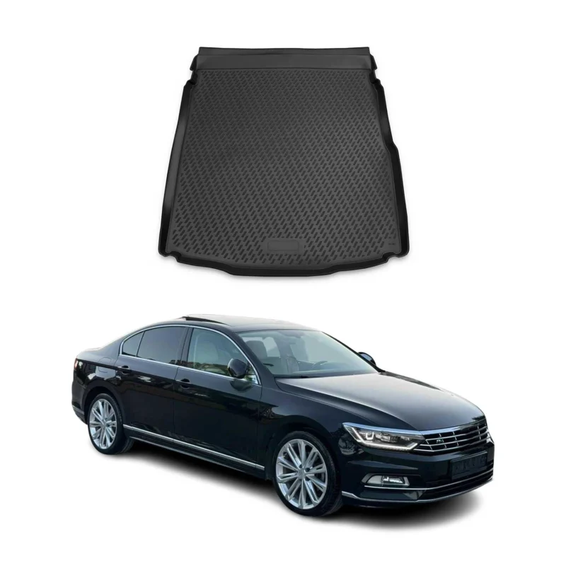 Kofferraummatte Kofferraumwanne für VW Passat B8 Stufenheck 2014-23 TPE Schwarz