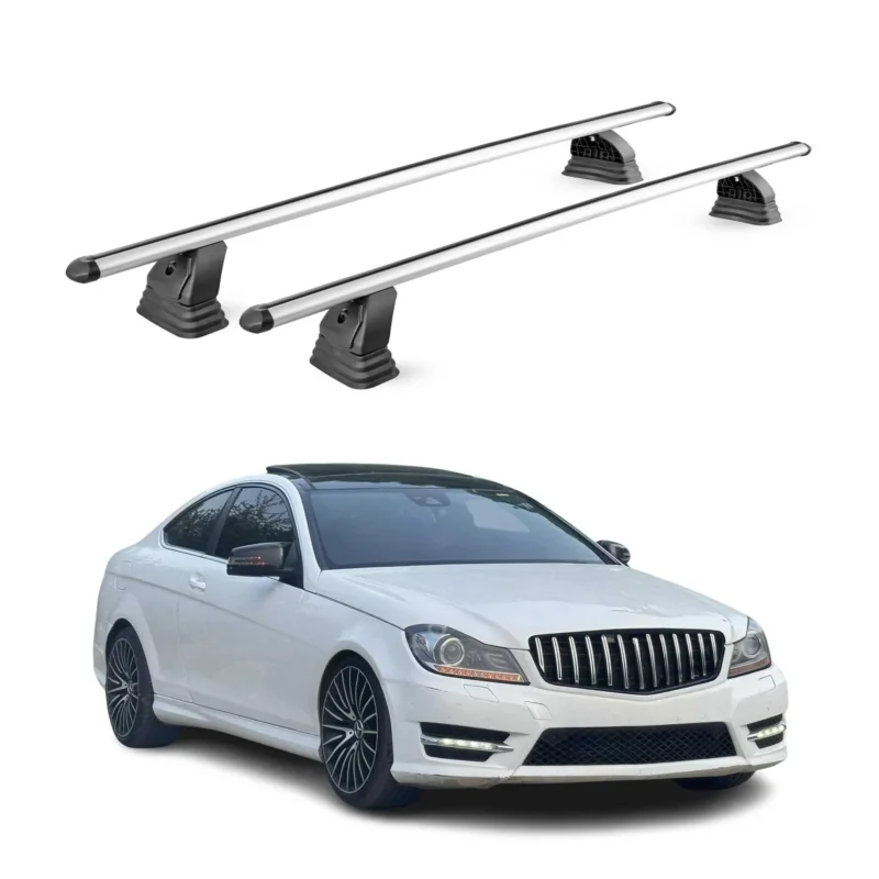 Alu Dachträger für Mercedes C Klasse Coupè C204 2011-2015 TÜV T-Nut 2tlg Silber