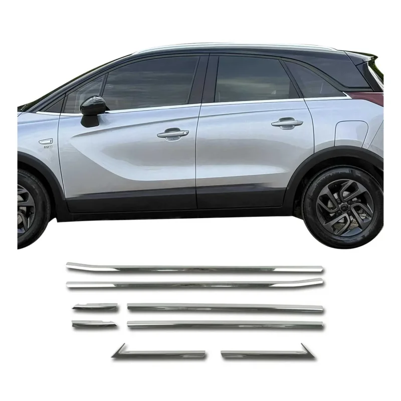 Fensterleisten Zierleisten für Opel Crossland X 2017-2024 Edelstahl Chrom 8tlg