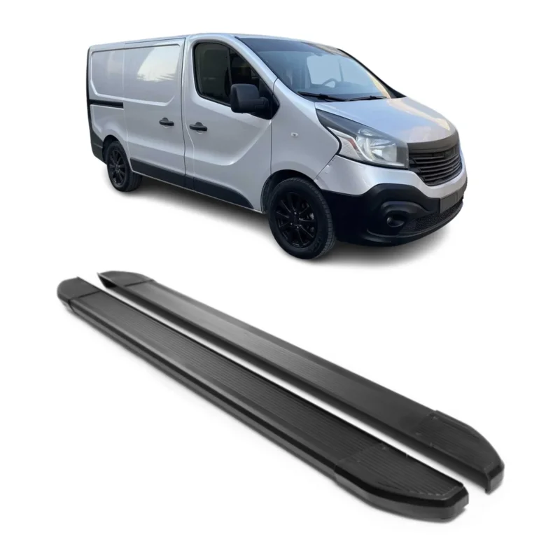 Alu Seitenschweller Trittbretter für Renault Trafic 2014-2024 Kurzer Schwarz 2x