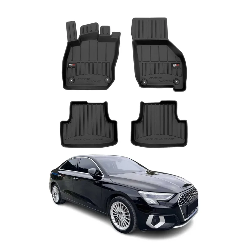 Fußmatten Gummimatten für Audi A3 8Y Mild Hybrid 2020-2026 Premium Schwarz 4x