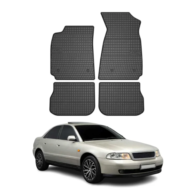 OMAC Gummi Fußmatten für Audi A4 Limo Avant 8D B5 1994-2001 Automatte Schwarz 4x
